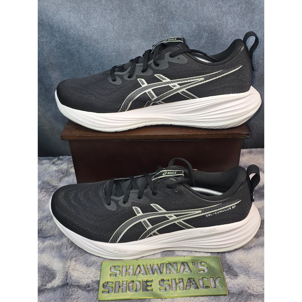NWT ASICS Gel-Cumulus 27 Black White Running Shoes Mens 12.5 Wide 1011B981